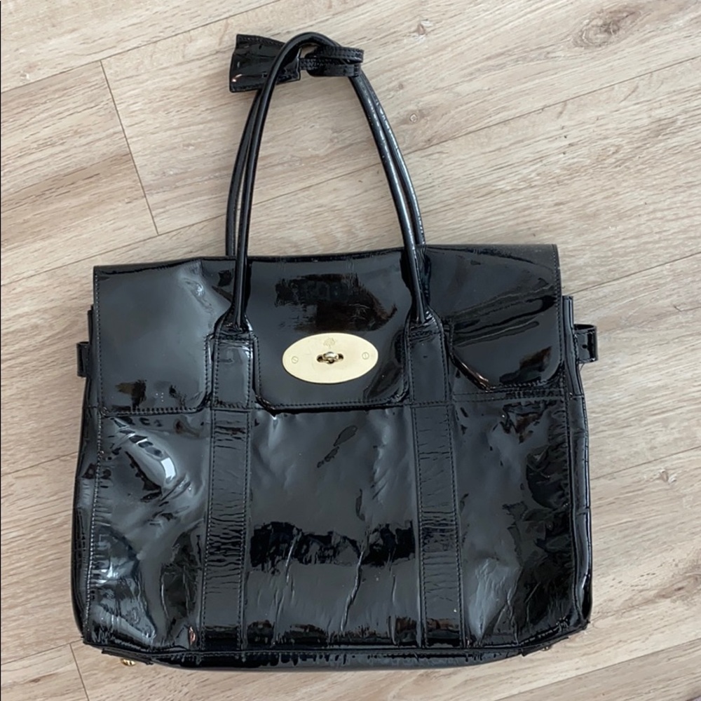 Mulberry Satchel Black Patent Leather Shoulder Bag